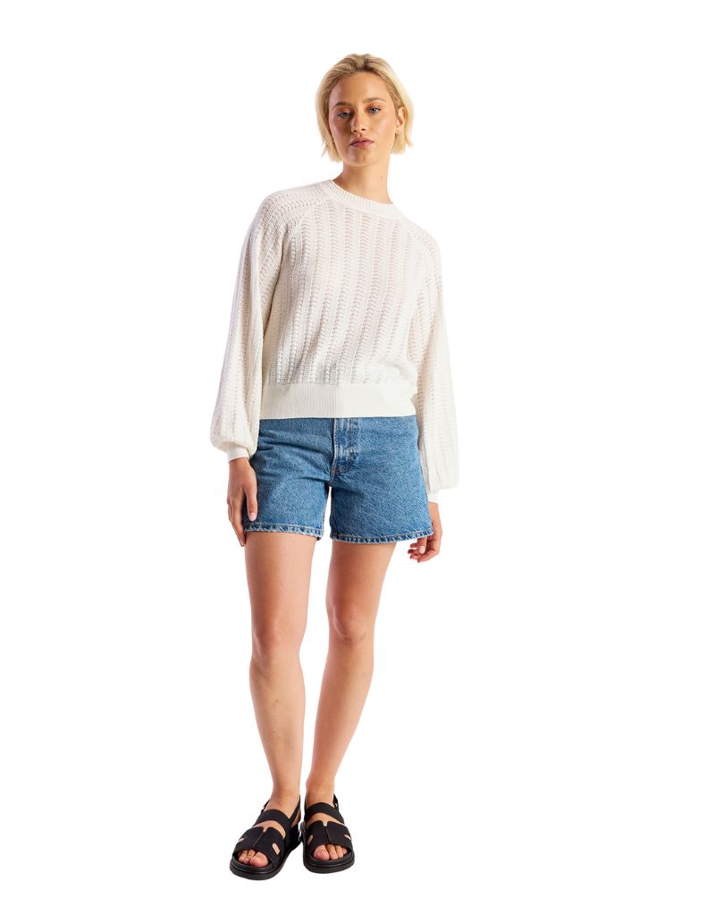 Wispr Stitch Raglan Tee Ivory