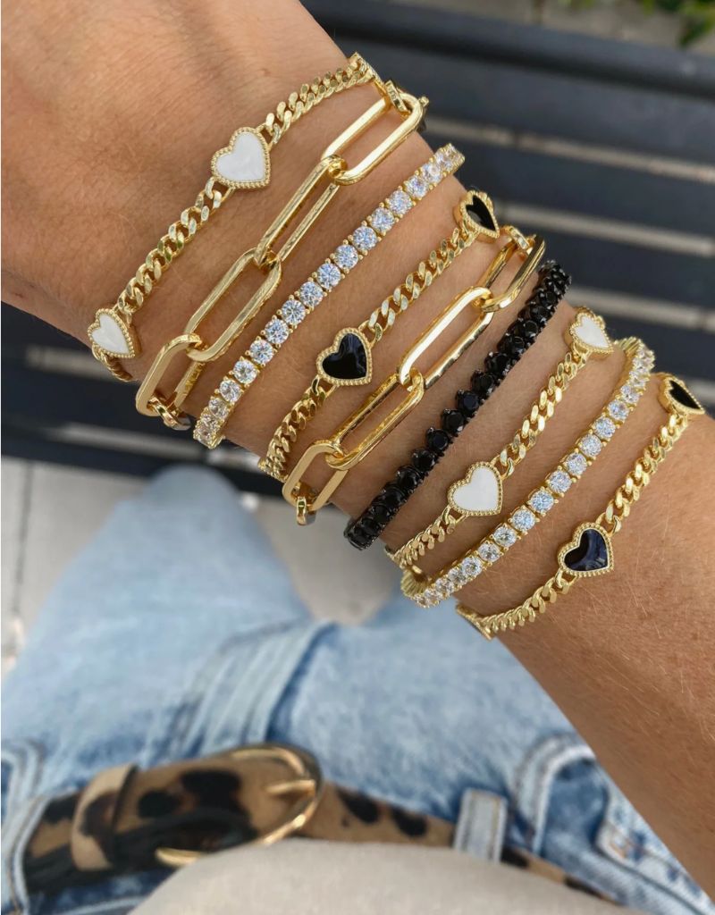 The Classic Tennis Bracelet Gold White