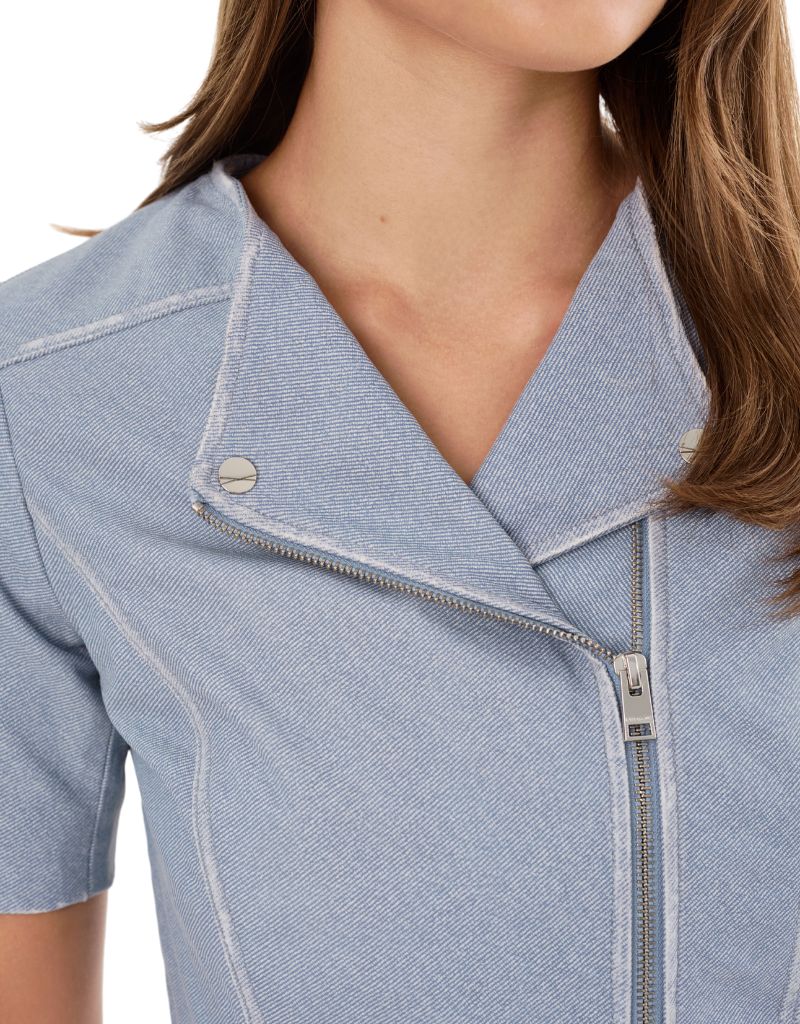 Kirsi Leather Crop Jacket Light Blue Denim
