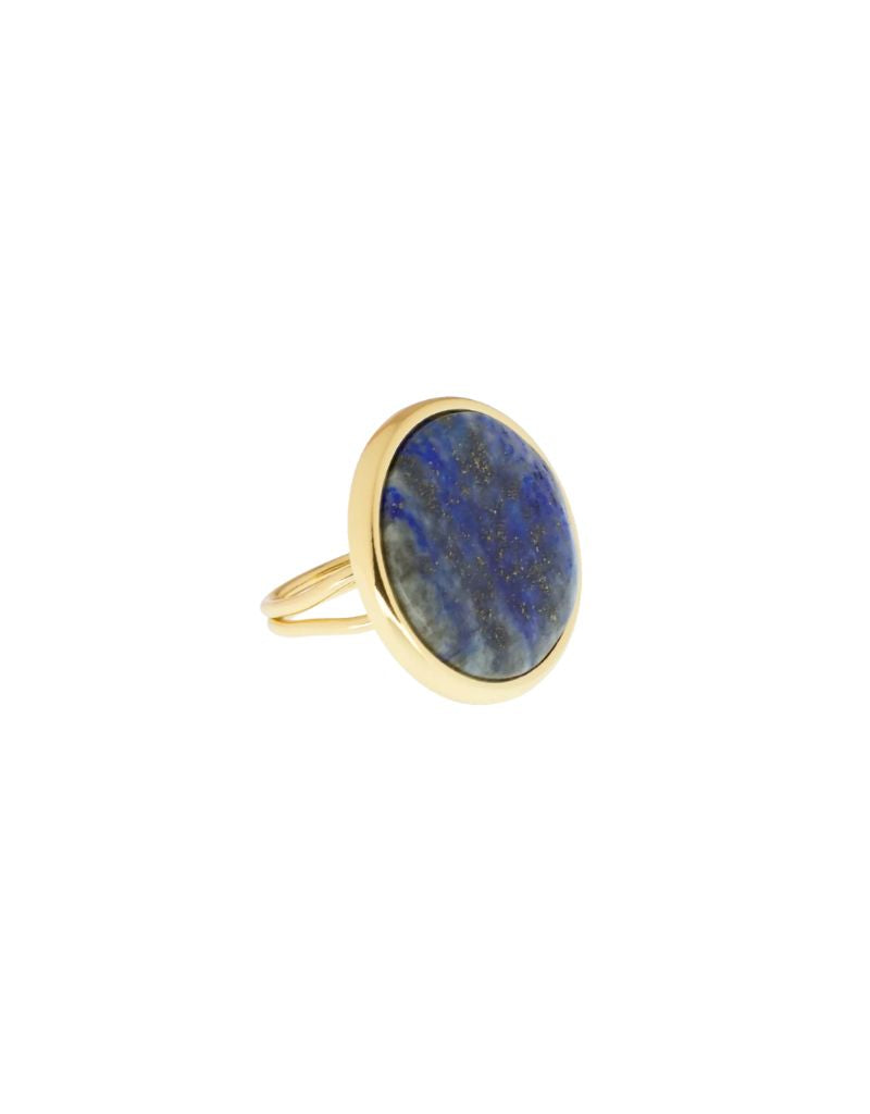 4281R Gold Lapis Adjustable Statement Ring