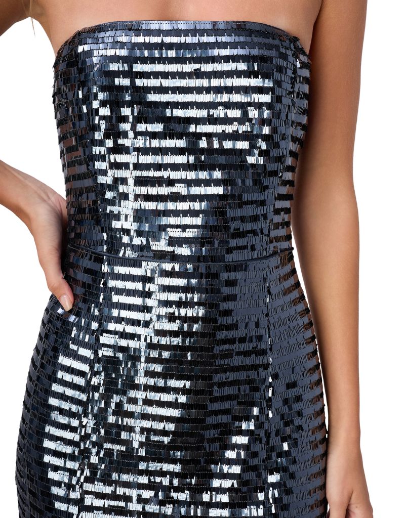 Circe Sequin Strapless Dress Coal