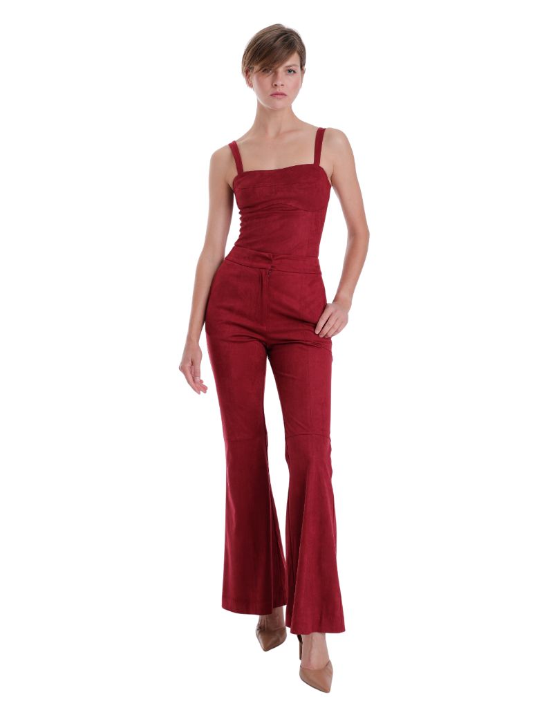 Veronica Suede Bodysuit Garnet