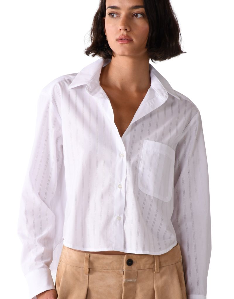 The Belle 100% Cotton White Needle Stripe