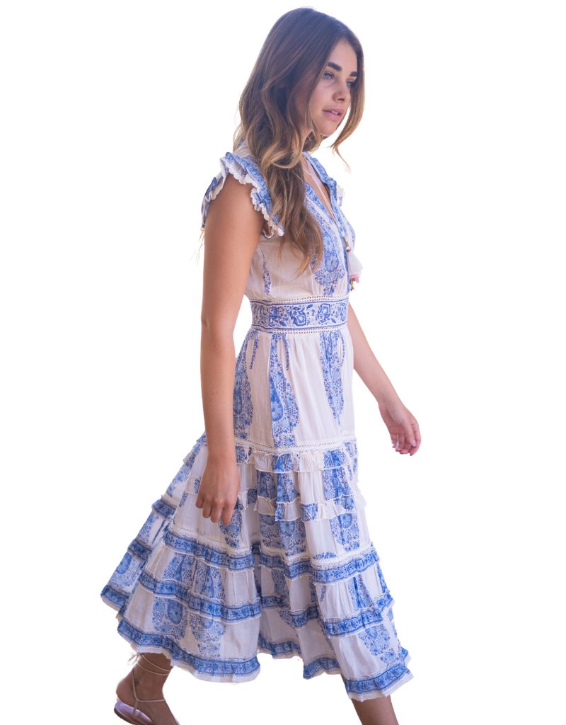 Lisa Midi Dress Blue Paisley 6