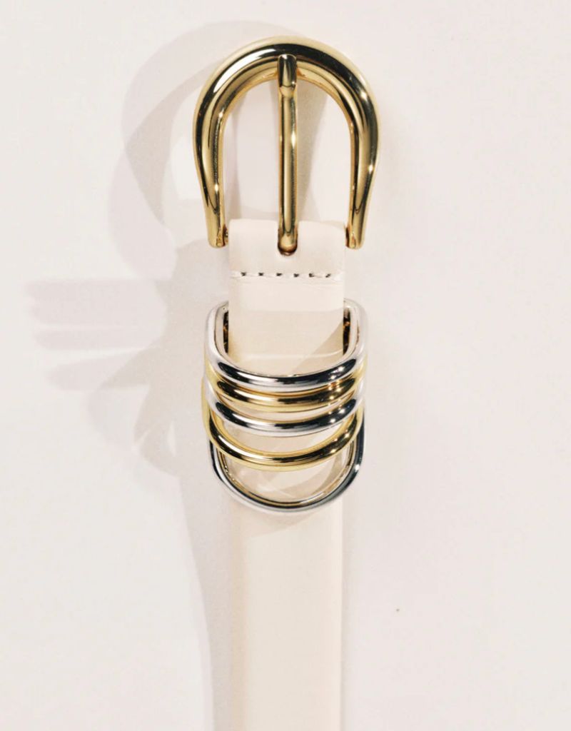 Hollyhock Mixed Metal Belt Ivory Silver & Gold