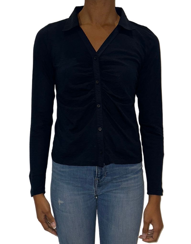 Supima Slub Ruched Front Shirt New Navy