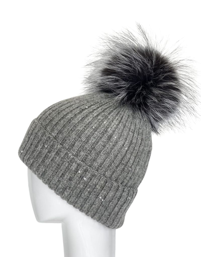 HA-62SEQ Mohair Wool Hat Sequin Detail Grey