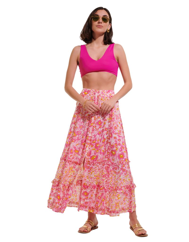 Long Skirt Amanda V & V Crep Pink Nuances
