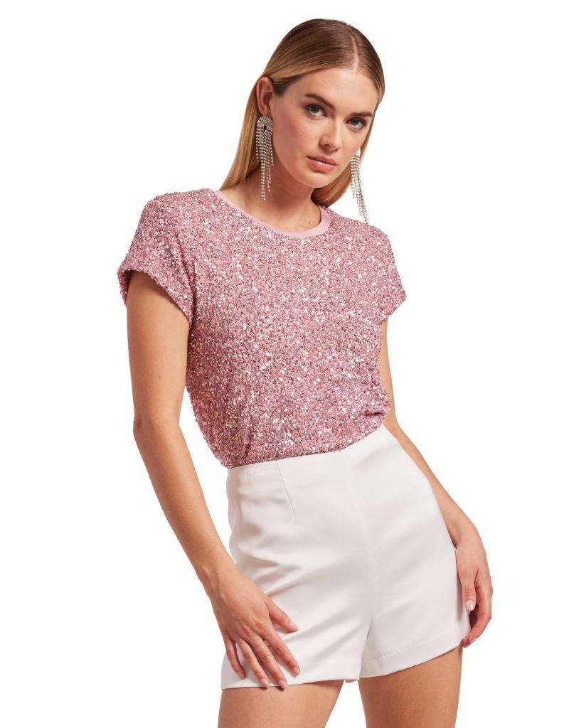 Kai Sequin Top Light Pink