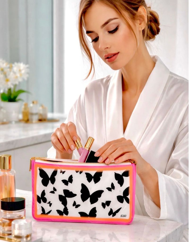 Noir Bloom Medium Makeup Bag Travel Case