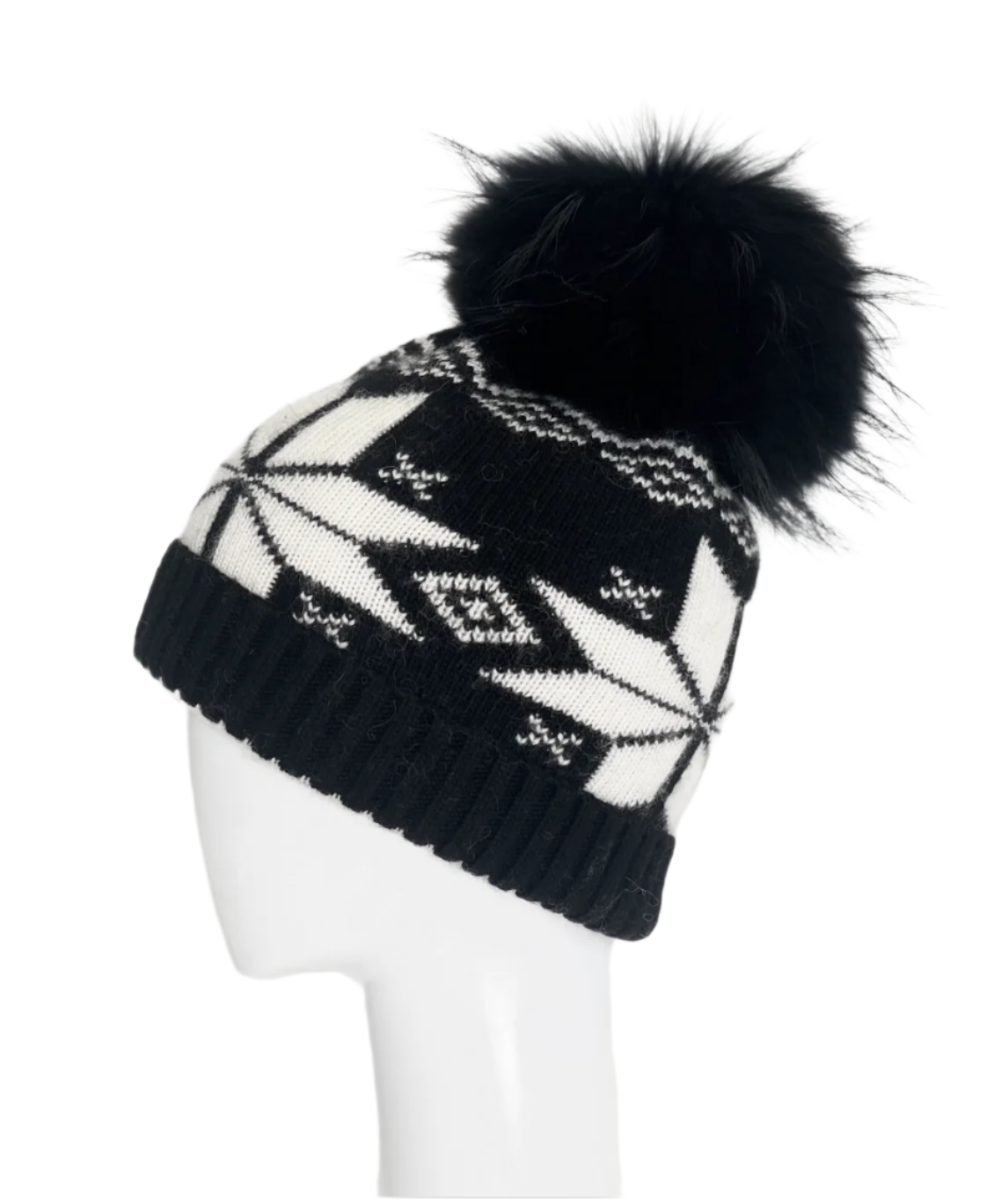 HA-70 Nordic Snowflake Hat Black