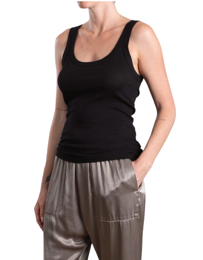Cass Tank in Lightweight Rib Black