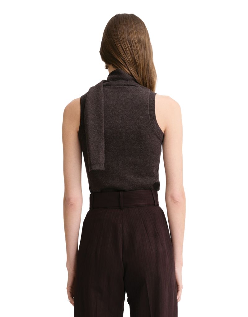 Scarf Tank Top Chocolate Brown Knit F26