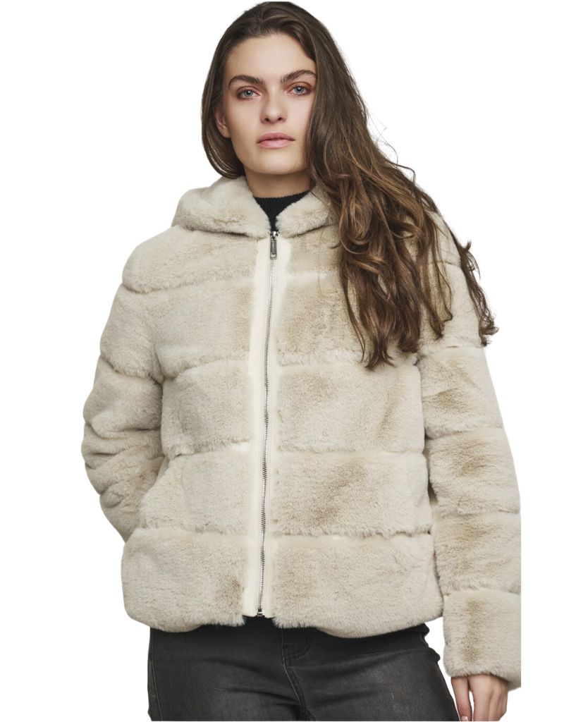 Aza Short Faux Fur Jacket Birch