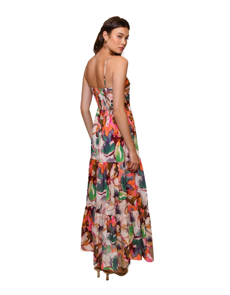 Bethy Dress Blush Messy Rainbow Watercolor Floral