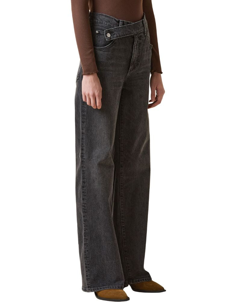 Cinched Waist Slim Wide Leg High Rise Shadow