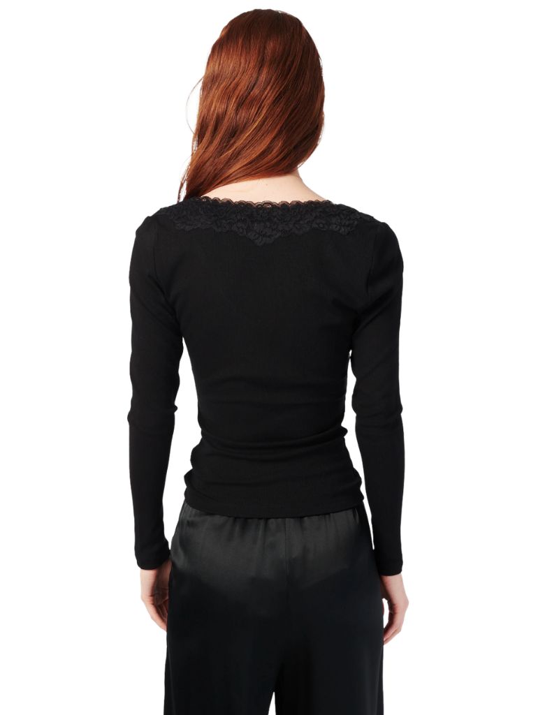 Rooney Rib Knit Top Black F26