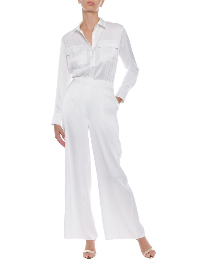Lanier Hammered Satin Shirt White
