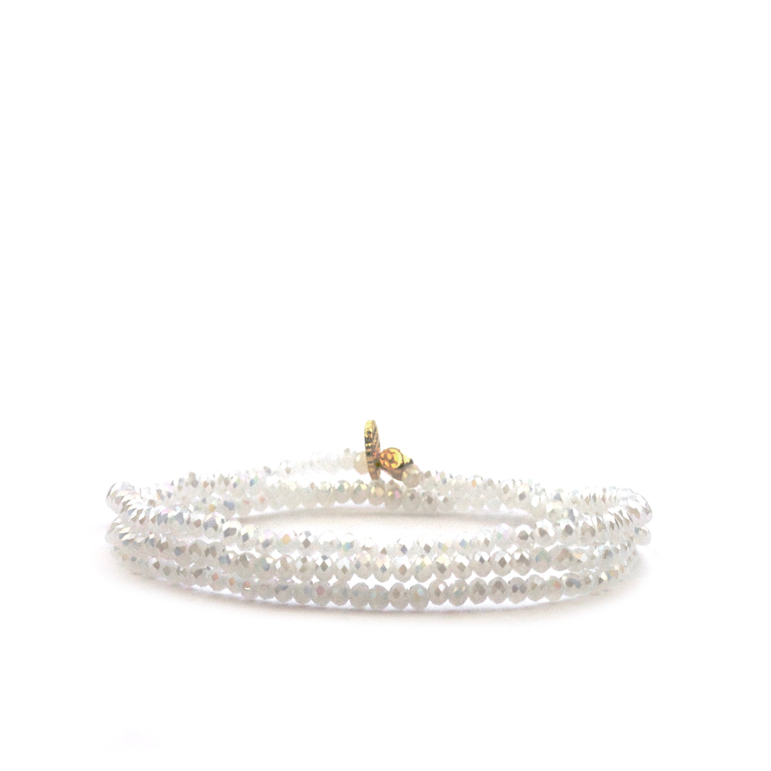 9686B Mini Beaded Stretch Bracelet White