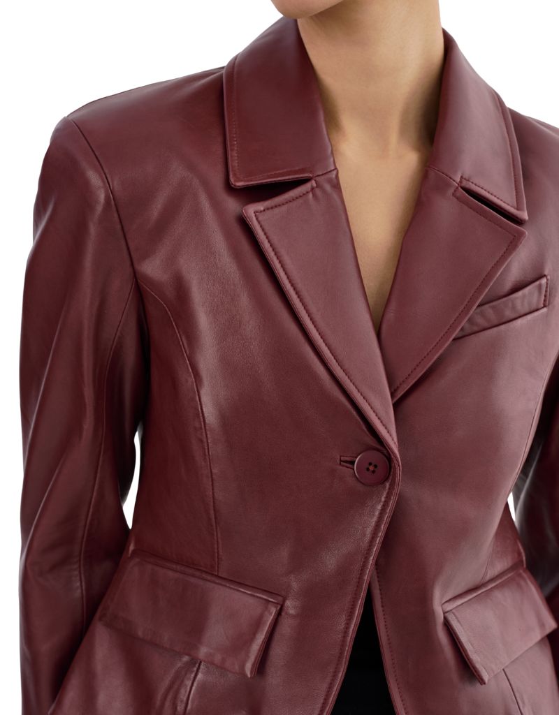 Valentina Burgundy Leather Blazer