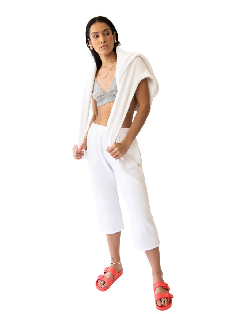 Arie Crop Sweatpant White