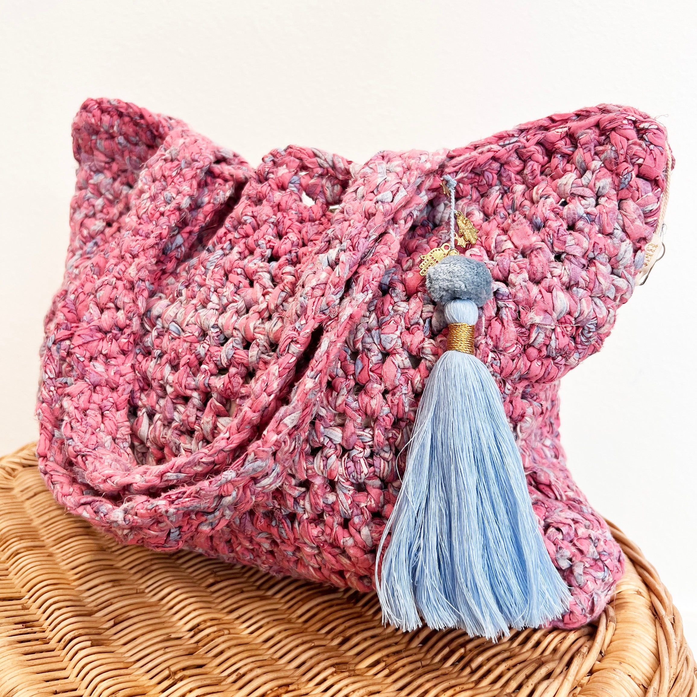 Crochet Bag Pink Purple Floral
