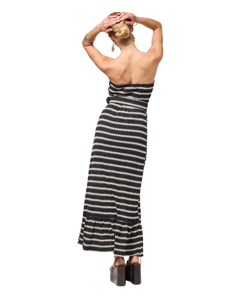 Lilo Knit Dress Black Cream Stripe