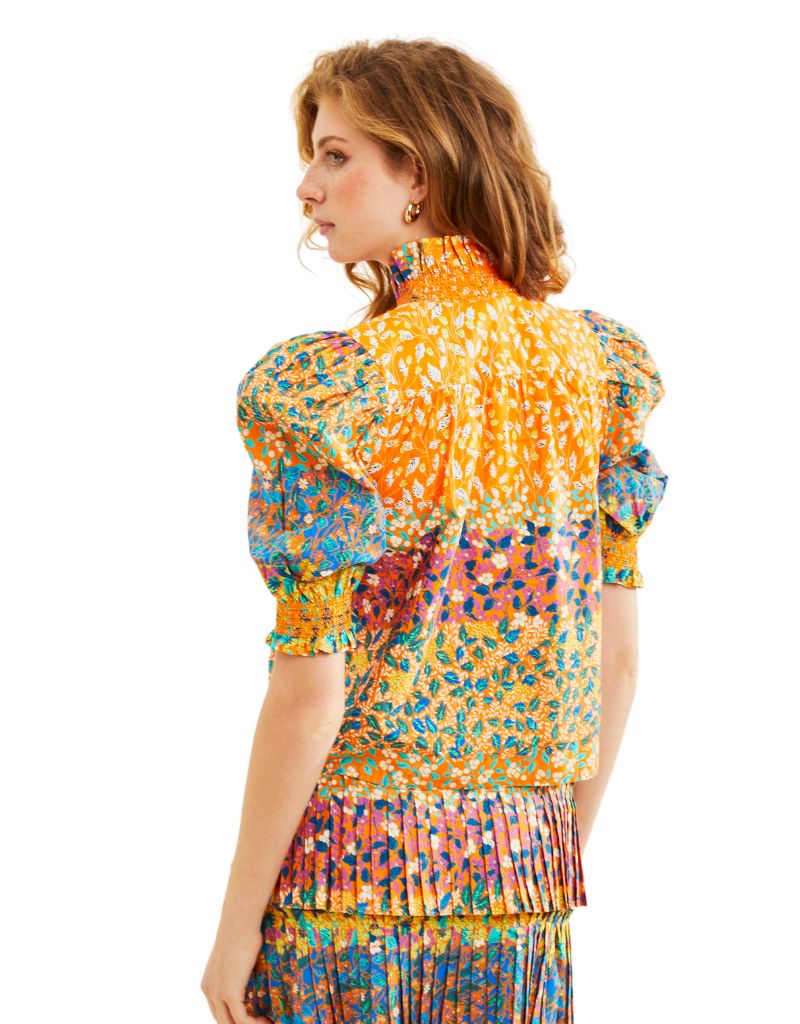 Zuri Top Short Sleeve Samira Print Orange