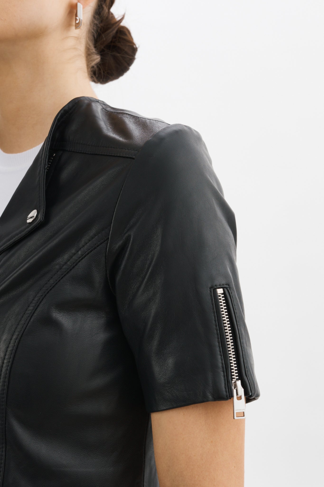 Kirsi Leather Crop Jacket Black