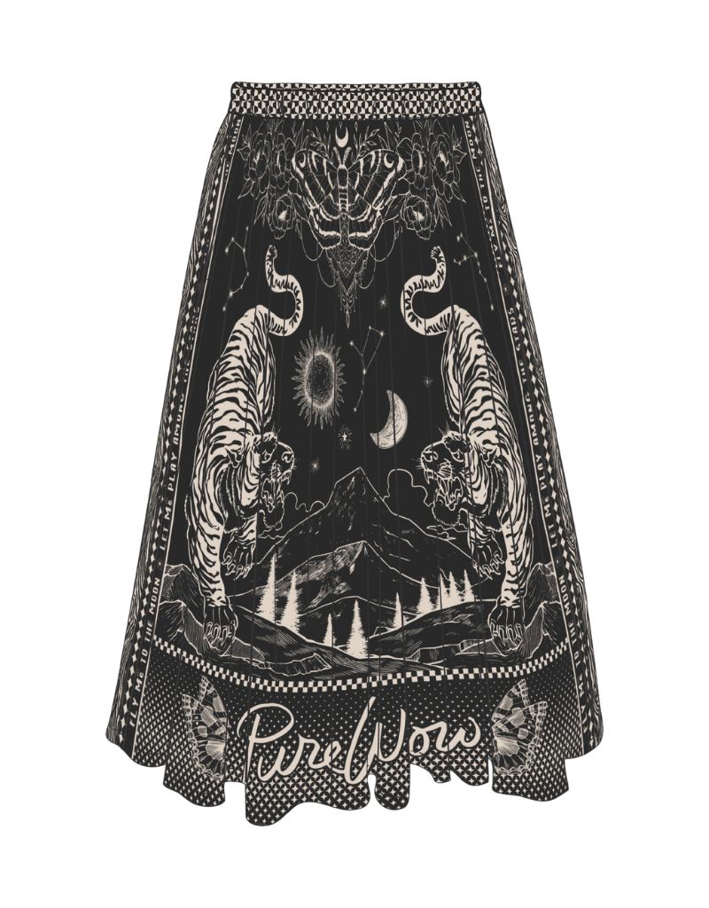 Vanessa Printed Midi Skirt Black Magic