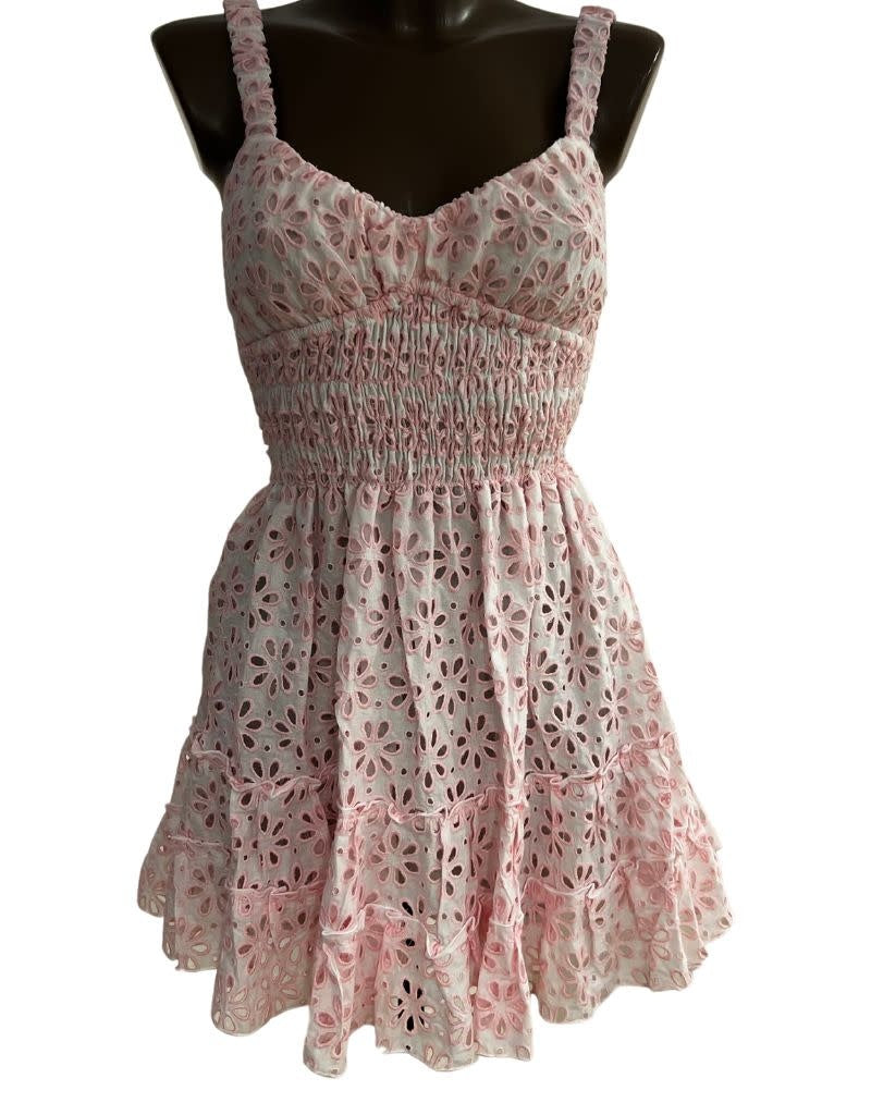 Luisa Positano Dress Short Lace Sangallo Pink| I AM MORE SCARSDALE