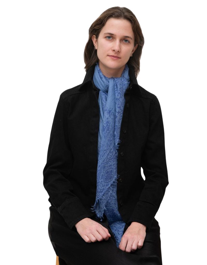 Cashmere Poet Paisley Square Scarf Blue Grey New Blue