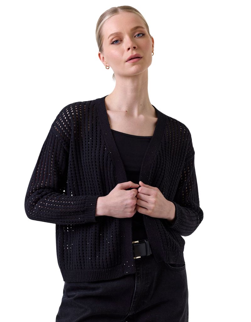 Wispr Astrid Sequin Cardigan Black