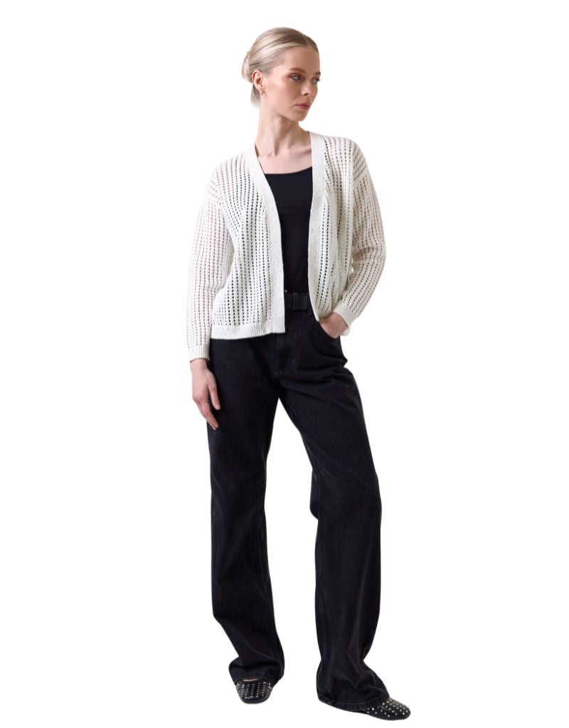 Wispr Astrid Sequin Cardigan Ivory