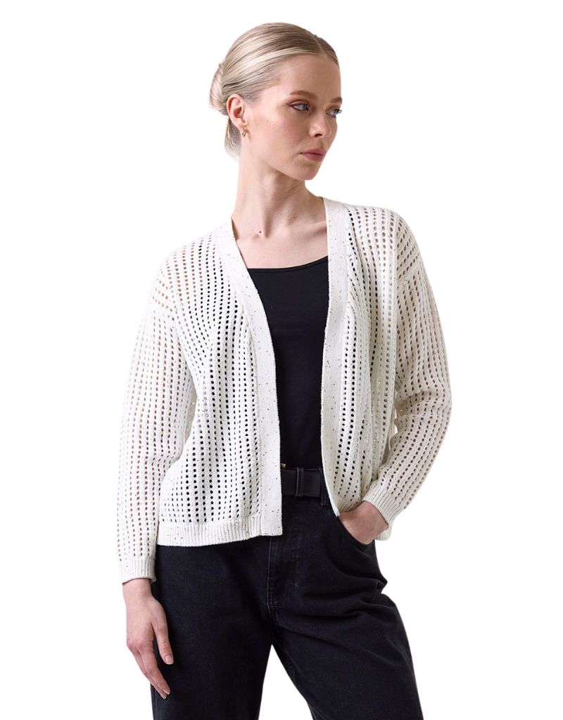 Wispr Astrid Sequin Cardigan Ivory