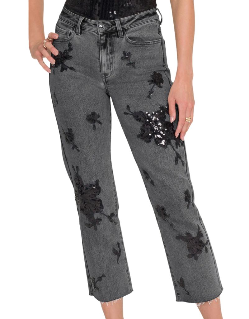 Bella Sequin Embellished Jeans Black