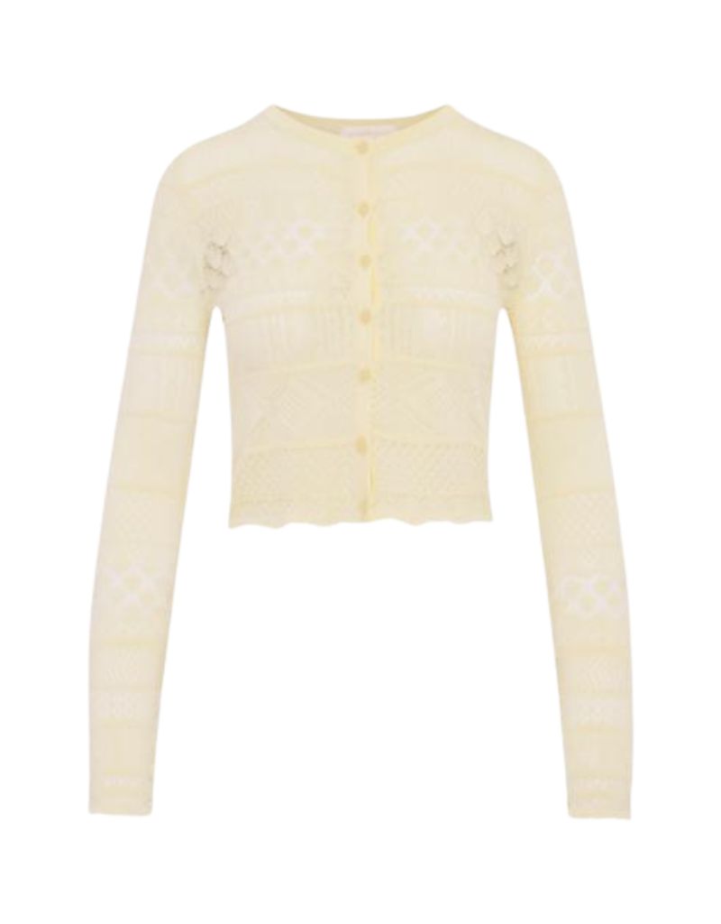 Brigette Fine Pointelle Cardigan Sugar Daisy