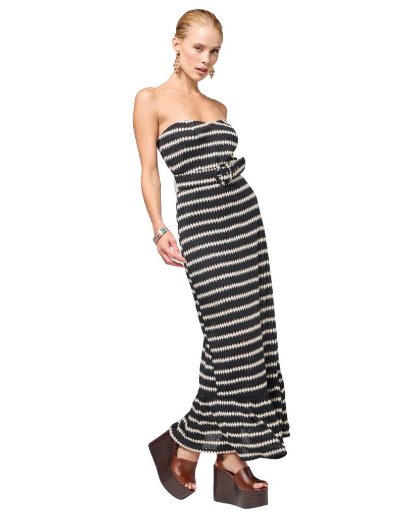 BTB Los Angeles Lilo Knit Dress Black Cream Stripe