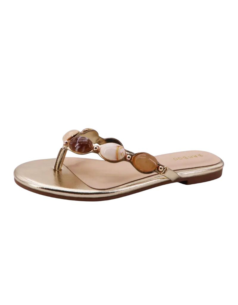 Bamboo Gemstone Beaded Flip Flop Sandals