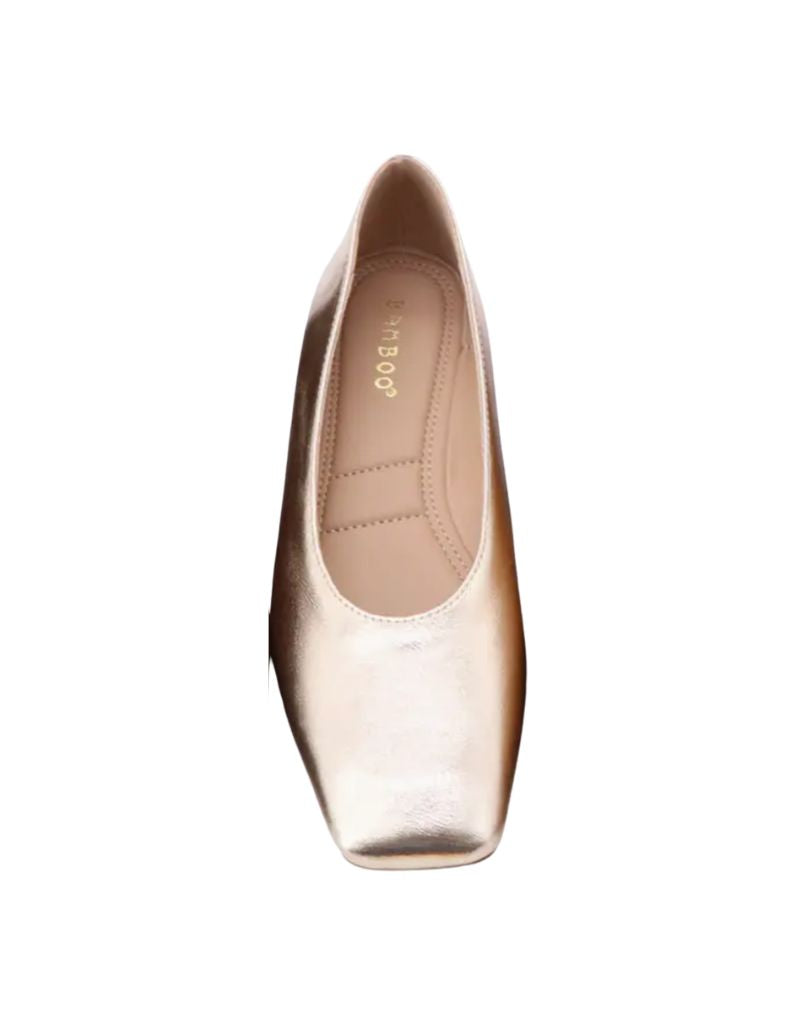 Bamboo Global Slip-on Ballet Flats Gold Metallic