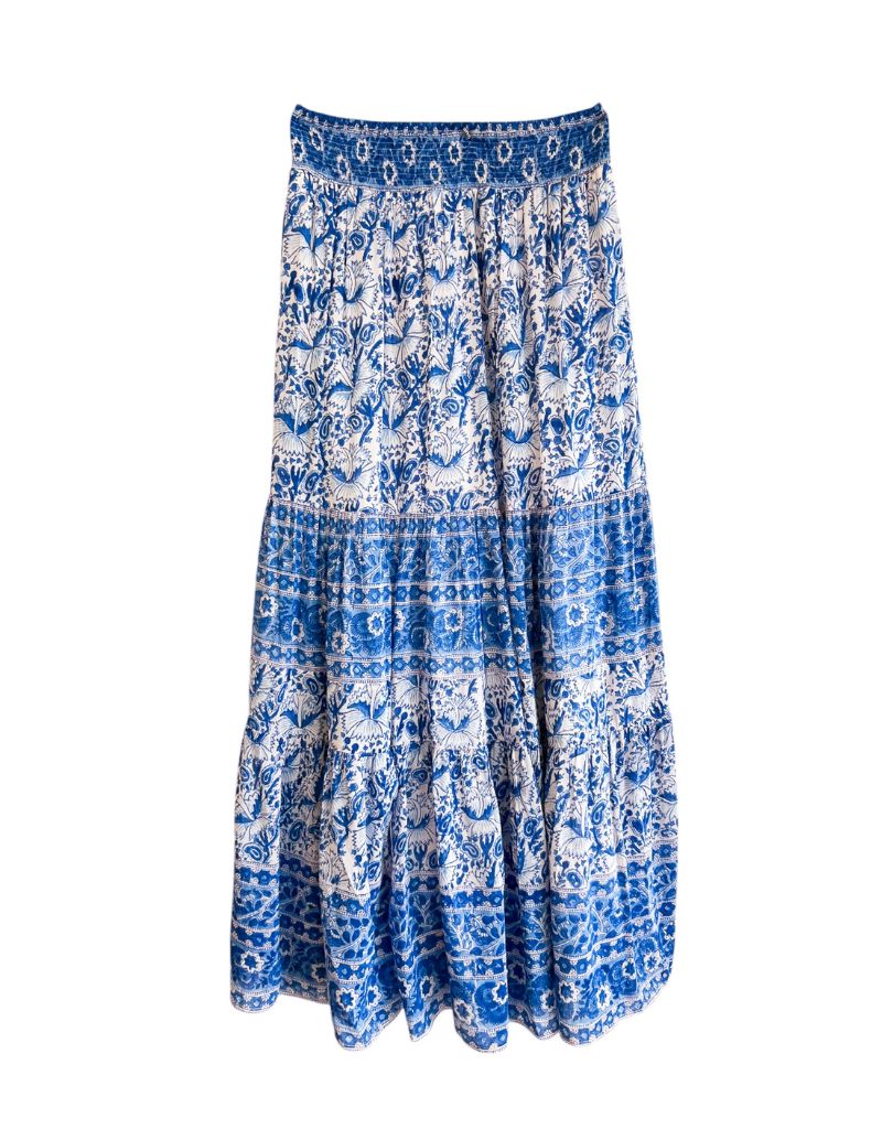 Bell by Alicia Bell Annabelle Maxi Skirt Blue Print 10
