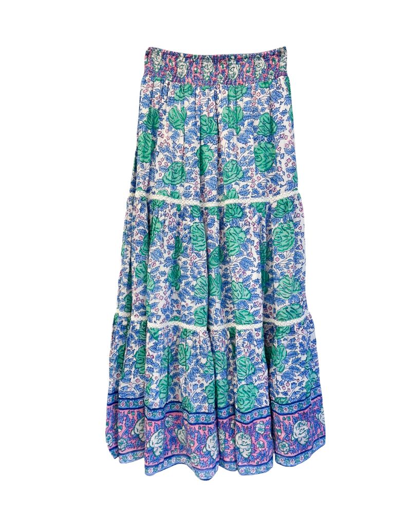 Bell by Alicia Bell Marni Maxi Skirt Green Navy 3