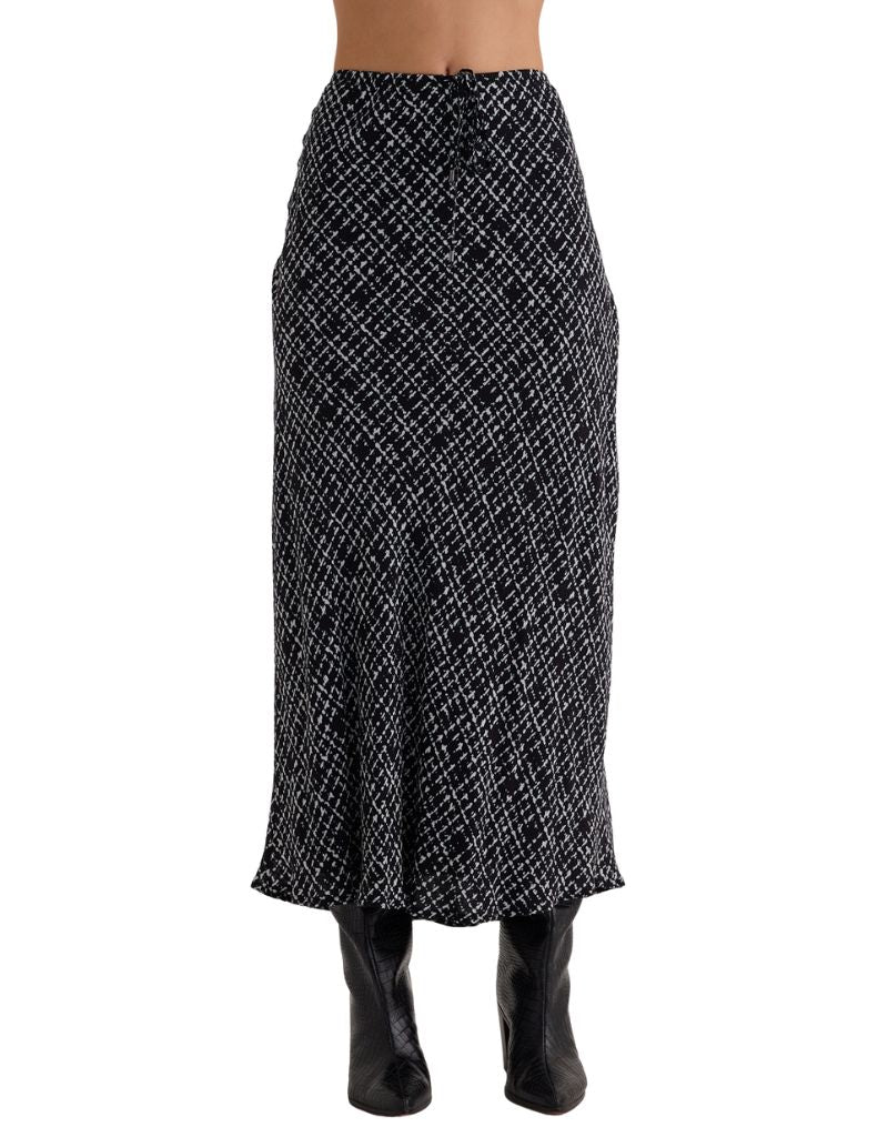 Bella Dahl Bias Skirt with Tie Grid Print