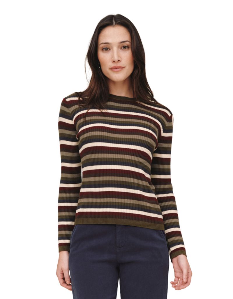 Bella Dahl Long Sleeve Crew Tee Harvest Stripe