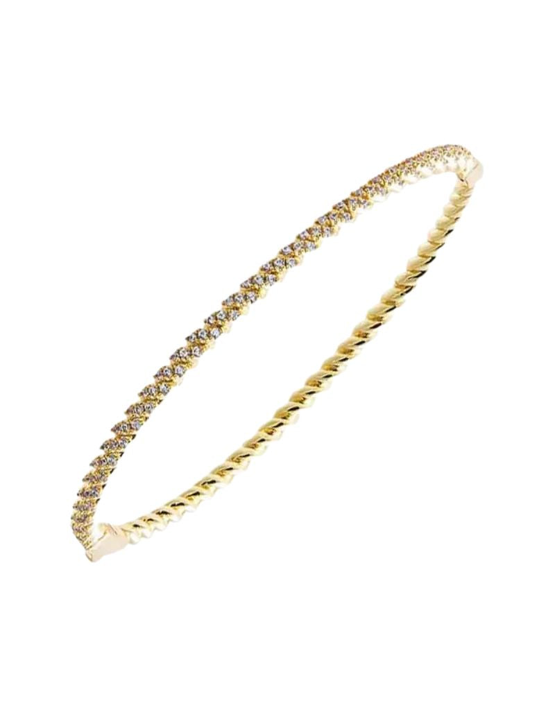 Bezel Set CZ Tennis Bangle Gold