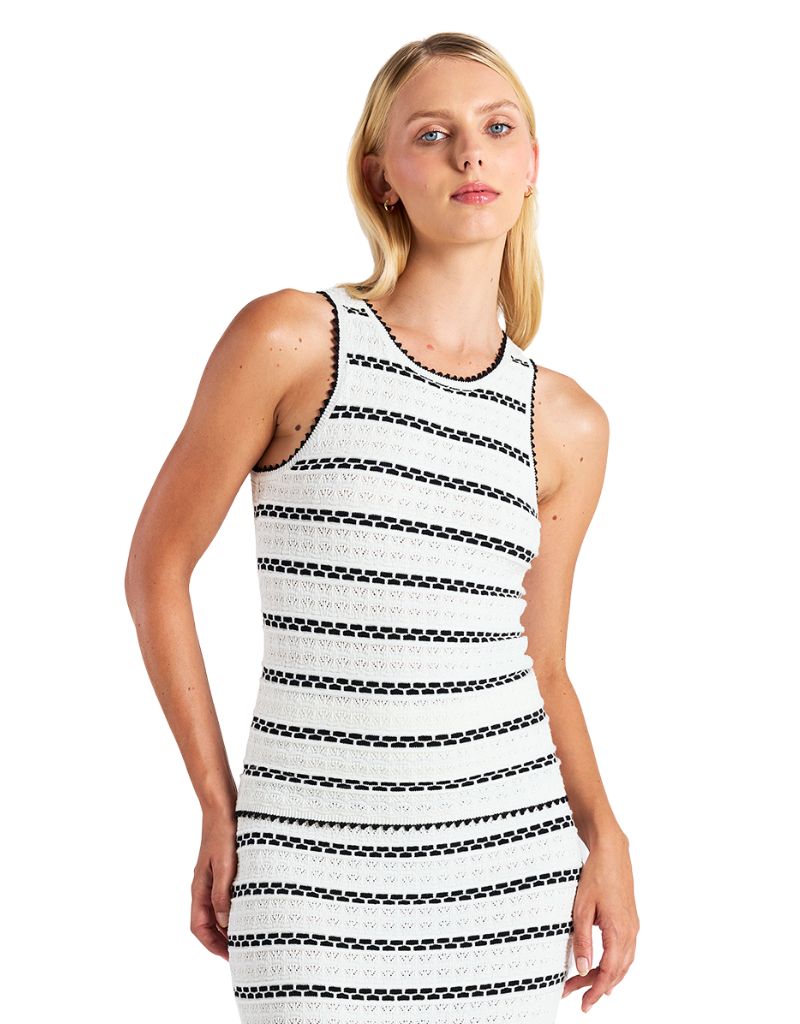 Brodie Wispr Breton Stitch Vest Black Striped