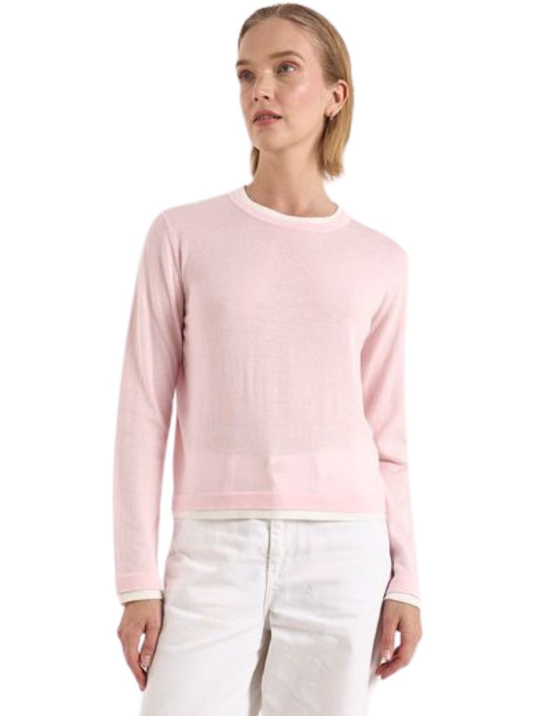 Brodie Wispr Double Contrast Trim Crew Ballerina Ivory