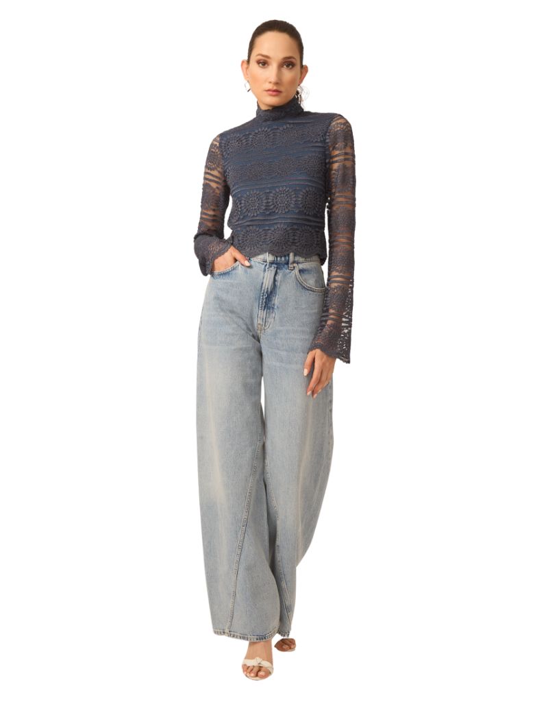 Crista top Teal Lace Knit