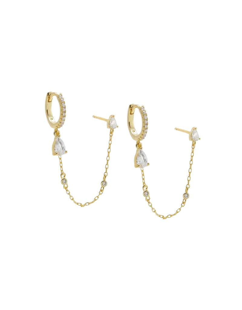CZ Marquise & Teardrop Huggie X StudEarring