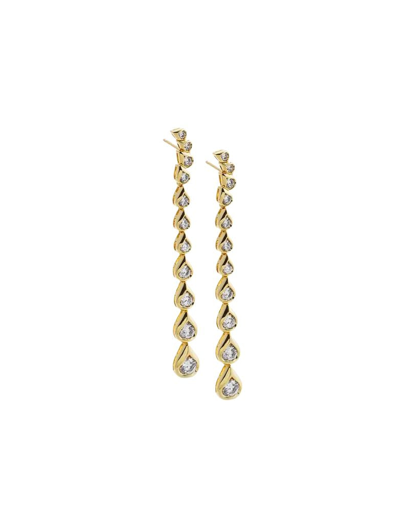 CZ Pear Bezel Curved Drop Stud Earring